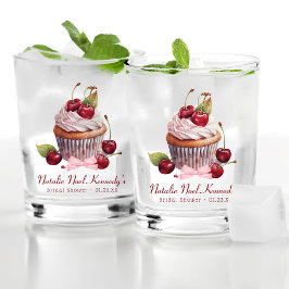 Coquette Aesthetic Pink Bow Cherry Personalized Whiskyglas