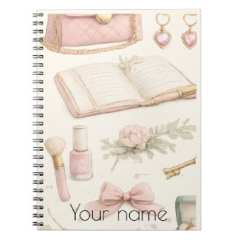 Coquette Aesthetic Pink Bow Makeup Personalized No Notizblock