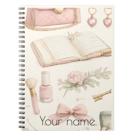 Coquette Aesthetic Pink Bow Makeup Personalized No Notizblock (Vorderseite)
