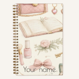 Coquette Aesthetic Pink Bow Makeup Personalized No Notizblock