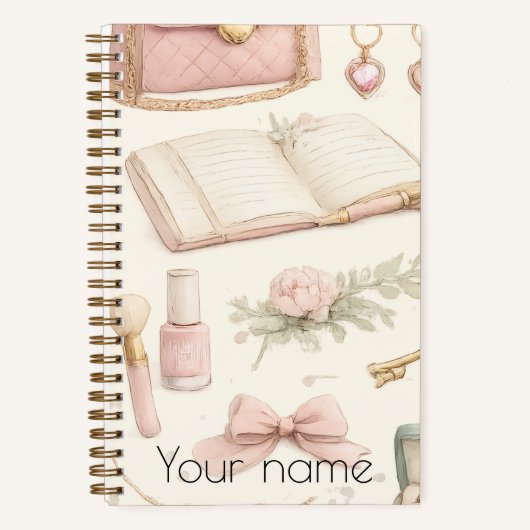 Coquette Aesthetic Pink Bow Makeup Personalized No Notizblock (Vorderseite)
