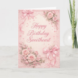 Coquette Aesthetic Pink Ribbon Bow Birthday Card Karte