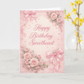 Coquette Aesthetic Pink Ribbon Bow Birthday Card Karte (Gelbe Blume)