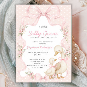 Coquette Alberne Gans Rosa Schleifen Punkte Baby S Einladung