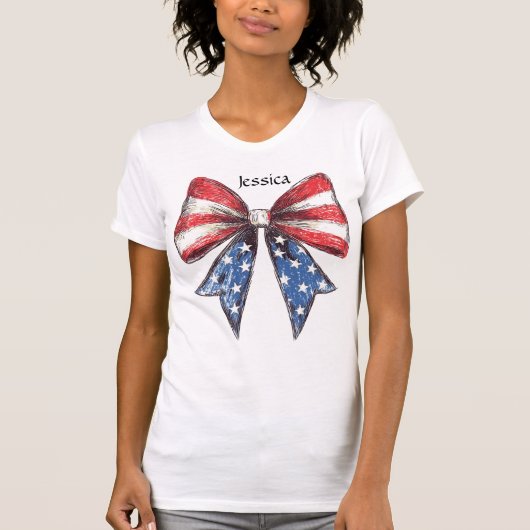 Coquette American Bow Personalisiert T-Shirt (Vorderseite)