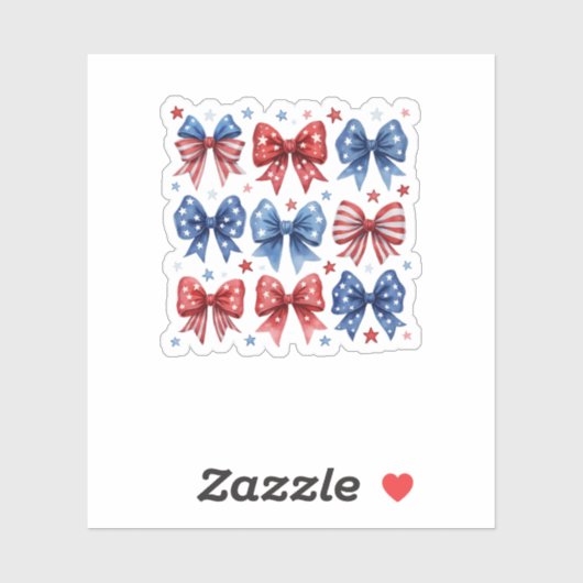 Coquette American Flag Coquette Bow 4. Juli Aufkleber (Blatt)