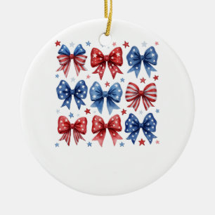 Coquette American Flag Coquette Bow 4. Juli Keramik Ornament