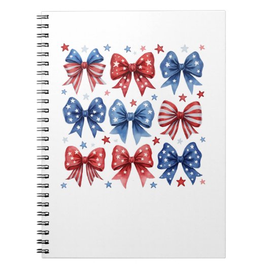 Coquette American Flag Coquette Bow 4. Juli Notizblock (Vorderseite)