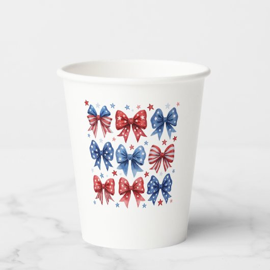 Coquette American Flag Coquette Bow 4. Juli Pappbecher (Vorderseite)