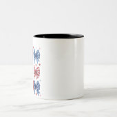 Coquette American Flag Coquette Bow 4. Juli Zweifarbige Tasse (Mittel)