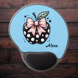Coquette Apple Polka Dot School Office with Name Gel Mousepad