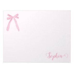 Coquette Aquarellfarbe Rosa Bow Ribbon Personalisi Notizblock