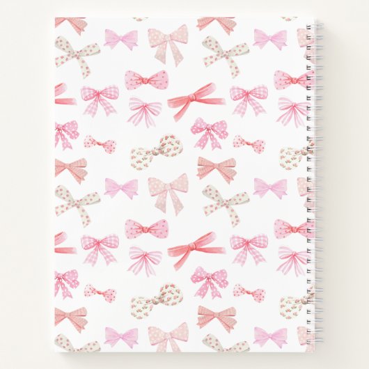 Coquette Ästhetik Light Pink Bows Notizblock (Rückseite)