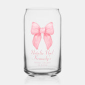 Coquette Ästhetik Niedlich Pink Bow Personalisiert Dosenglas (Vorderseite)