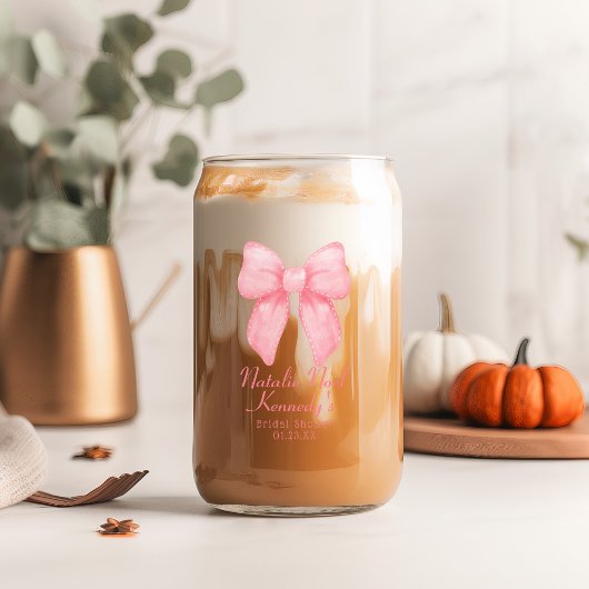 Coquette Ästhetik Niedlich Pink Bow Personalisiert Dosenglas