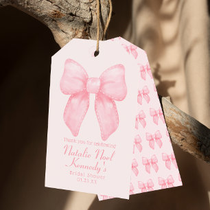 Coquette Ästhetik Niedlich Pink Bow Personalisiert Geschenkanhänger