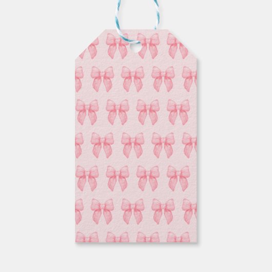 Coquette Ästhetik Niedlich Pink Bow Personalisiert Geschenkanhänger (Rückseite)