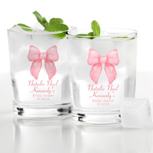 Coquette Ästhetik Niedlich Pink Bow Personalisiert Whiskyglas