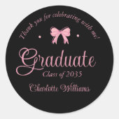 Coquette Ästhetik Pink Bow Abschluss Vielen Dank Runder Aufkleber (Vorderseite)