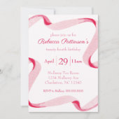 Coquette Ästhetik Rosa Ribbon Feminine Bday Party Einladung (Vorderseite)