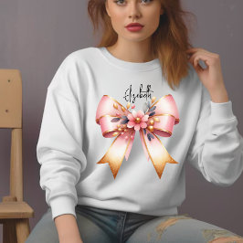 Coquette Ästhetisch Pink Bow Individuelle Name Swe Sweatshirt