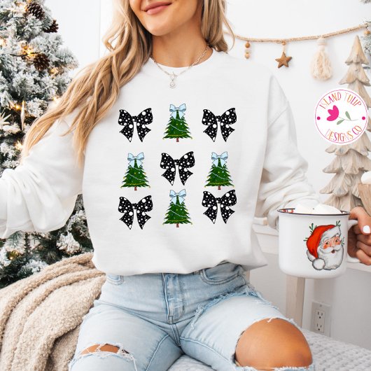 Coquette Ästhetische Bows & Weihnachtsbaumen Sweatshirt
