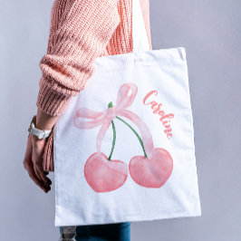Coquette Ästhetische Kirschen & Pink Bow Niedlich Tragetasche
