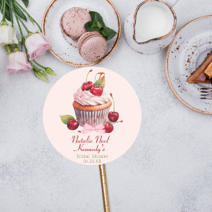 Coquette Ästhetische Pink Bow Cherry Cake Extravag Runder Aufkleber