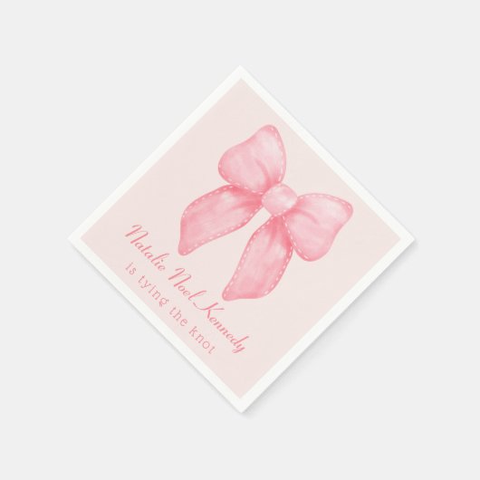 Coquette Ästhetisches Brautparty Niedlich Pink Bow Serviette (Ecke)