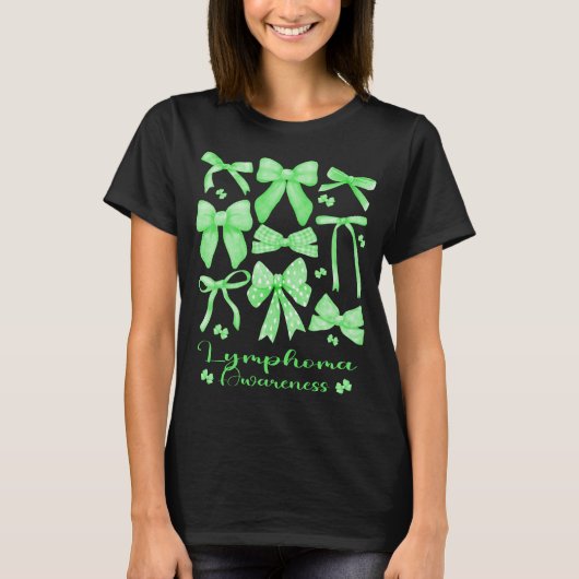 Coquette Ästhetisches Grünes Bow Lymphom T-Shirt (Vorderseite)