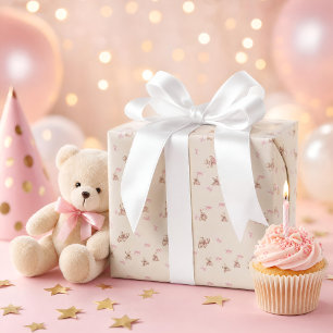 Coquette Baby Girl Geschenkpapier — Teddybären &