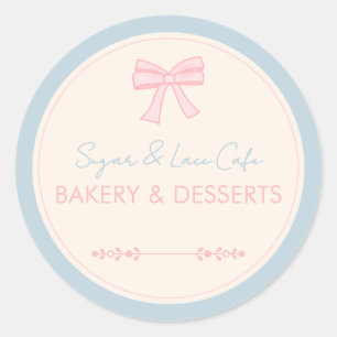 Coquette-Bäckerei-Logo Rosa Schleife Pastell Gesch Runder Aufkleber