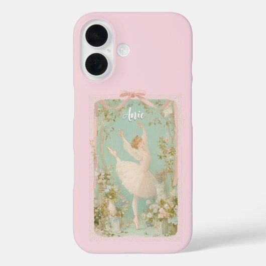 Coquette Ballet iPhone Case - Personalisierter Nam (Rückseite)