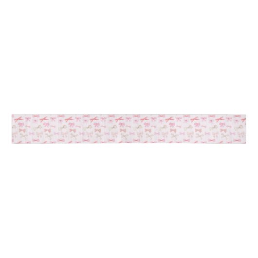 Coquette Balletcore Light Pink Bows Ripsband (Vorderseite)