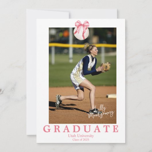Coquette Baseball Bow Abschluss Ankündigung (Vorderseite)