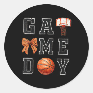 Coquette Basketball Bow Game Day Basketball Mama Runder Aufkleber