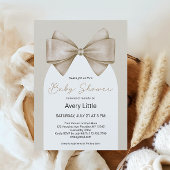 Coquette Beige Bow Modern Boho Babydusche Einladung