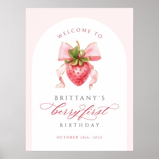 Coquette Berry Erster Geburtstag DIGITAL Poster (Vorne)