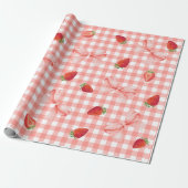 Coquette Berry Erster Geburtstag Rot Gingham Geschenkpapier (Ungerollt)
