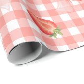 Coquette Berry Erster Geburtstag Rot Gingham Geschenkpapier (Rolleneckpunkt)