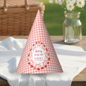 Coquette Berry Erster Geburtstag Rot Gingham Partyhütchen