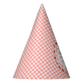 Coquette Berry Erster Geburtstag Rot Gingham Partyhütchen (Links)