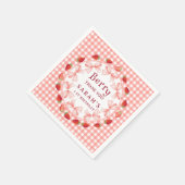 Coquette Berry Erster Geburtstag Rot Gingham  Serviette (Ecke)
