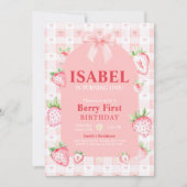 Coquette Berry First Birthday Einladung (Vorderseite)