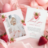 Coquette Berry First Birthday Foto Dankeskarte