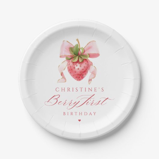 Coquette Berry First Birthday Pappteller (Vorderseite)