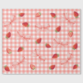 Coquette Berry First Birthday Red Gingham Geschenkpapier (Flach)