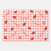 Coquette Berry First Birthday Red Gingham Geschenkpapier Set (Vorderseite)