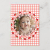Coquette Berry First Birthday Red Gingham Photo Dankeskarte (Rückseite)