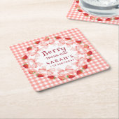 Coquette Berry First Birthday Red Gingham  Rechteckiger Pappuntersetzer (angewinkelt)